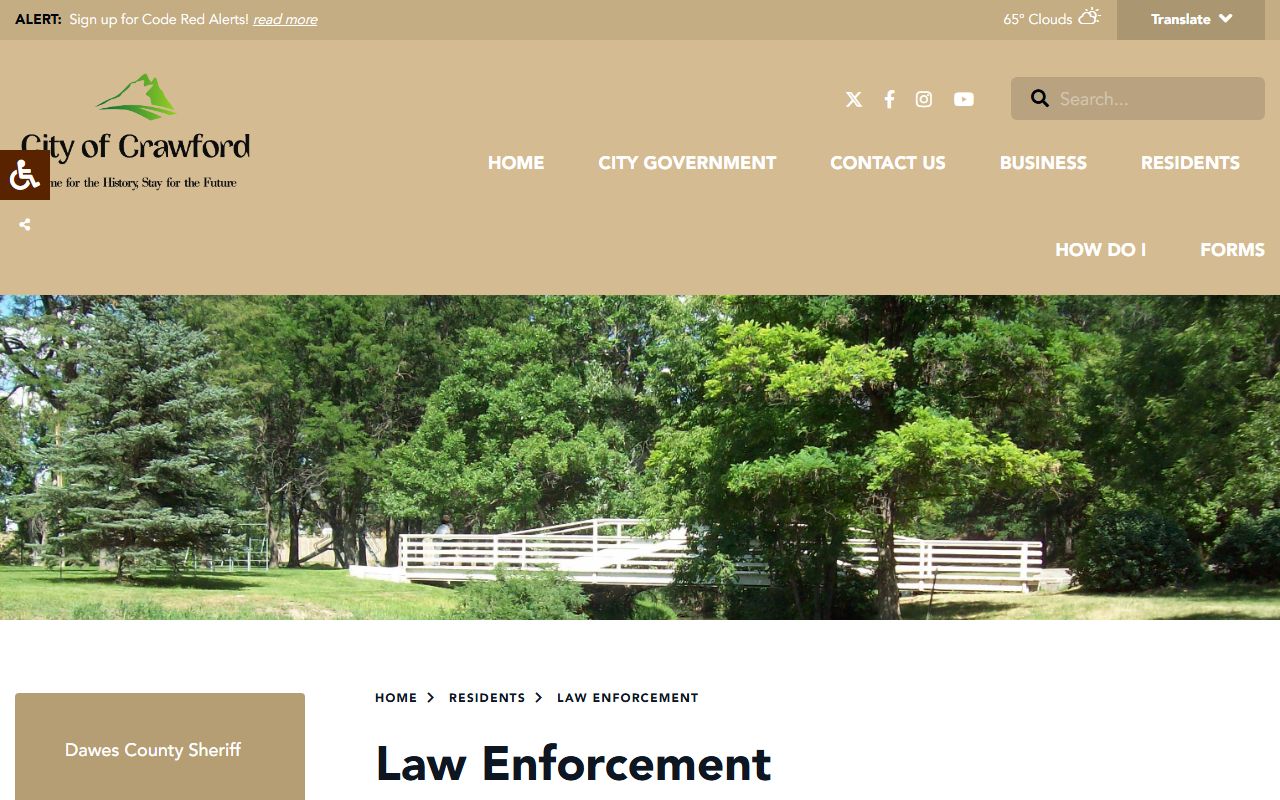 Dawes County inmate population jail capacity on the Crawford law enforcement page