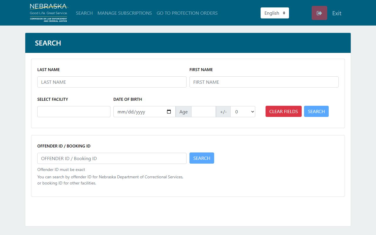 Dawes County inmate population custody notification search through NEVCAP